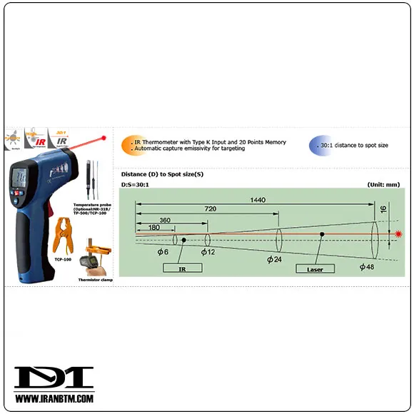 مشخصات فنی ترمومتر لیزری CEM DT-8830