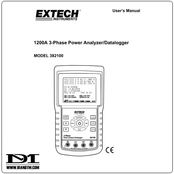 مشخصات فنی پاور آنالایزر EXTECH 382100